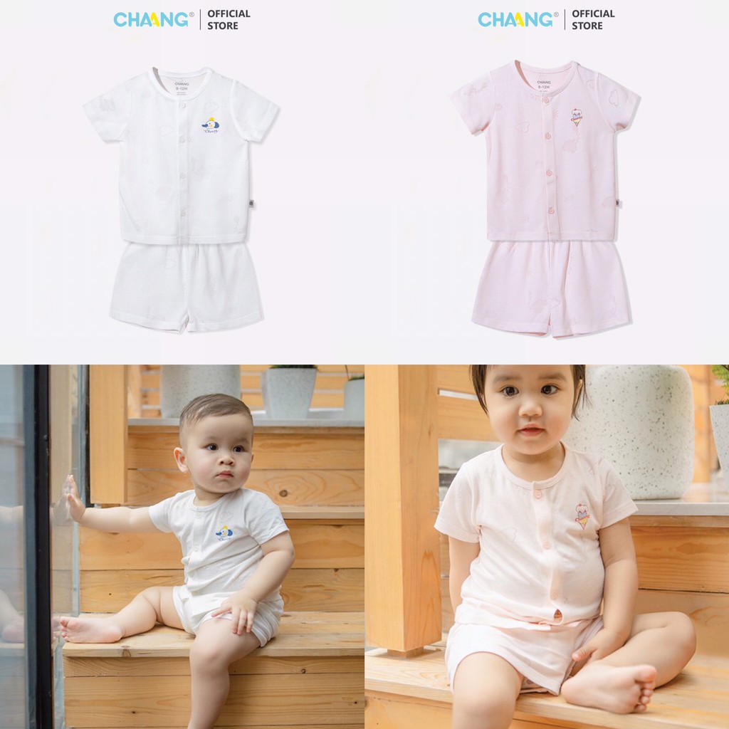 [CHAANG] Bộ cúc giữa hãng Chaang, BST Chaang Summer 2021, quân áo trẻ em Chaang cotton an toàn cho bé