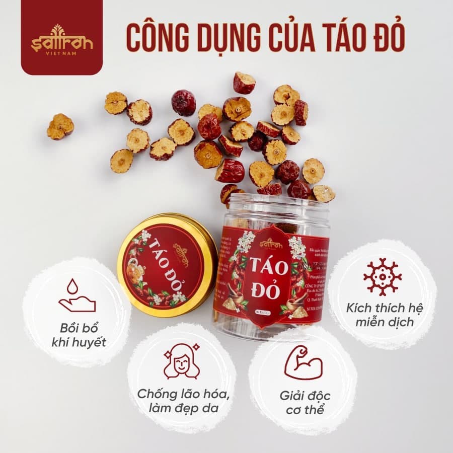 Trà táo đỏ thái theo từng lát sây khô