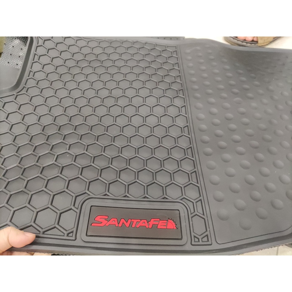 Lót sàn cao su xe Santafe 2019 2020 2021 2022 2023 - 3 hàng ghế, Sàn Cao Su Đúc Ko Mùi, dễ vệ sinh