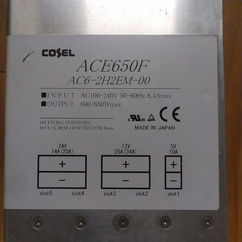 Nguồn nhiều đầu ra Cosel ACE650F 5V 12V 24V. 5V-10A 12V-25A(34A) 24V-14A(20A).Hàng cũ tháo máy.