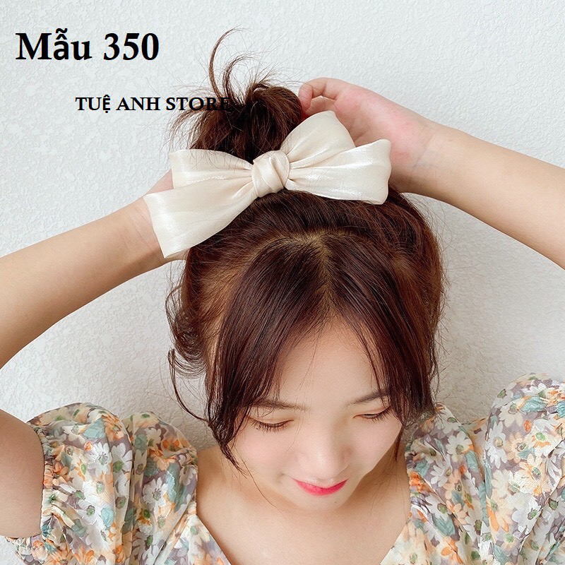 B350 - Cặp tóc nơ lớn vải voan tơ óng