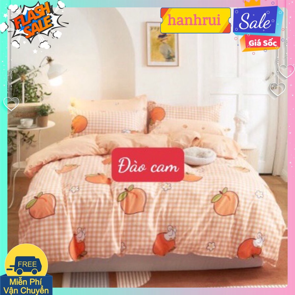 Bộ Ga Gối 1m2x1m9 Vải Cotton Poly Mềm Mịn,được chọn mẫu hanhrui-đào cam