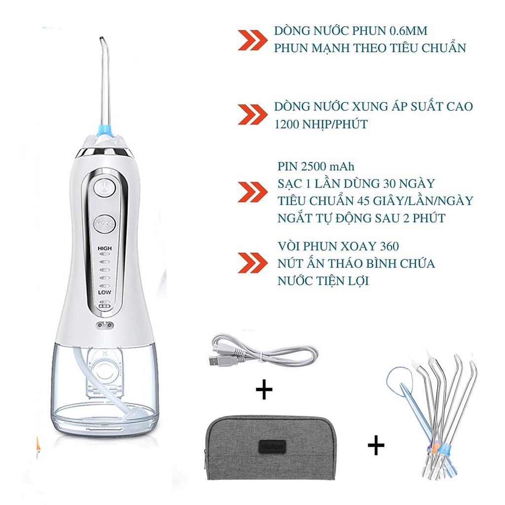 Máy Tăm Nước Du Lịch Cầm Tay H2ofloss HF-6P