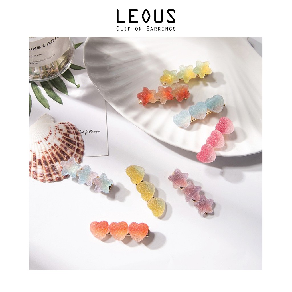 Set 2 kẹp tóc nữ dễ thương hình trái tim ngôi sao phong cách hàn quốc KT001