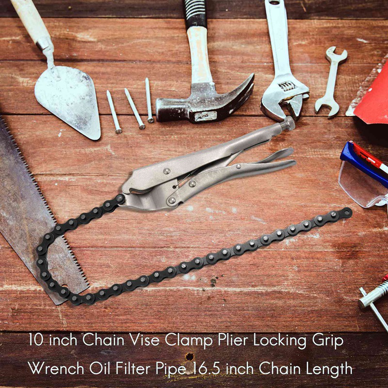 10 inch Chuỗi Vise Kẹp Kìm Khóa Tay Cầm Cờ lê Ống lọc dầu 16,5 inch Chiều dài chuỗi