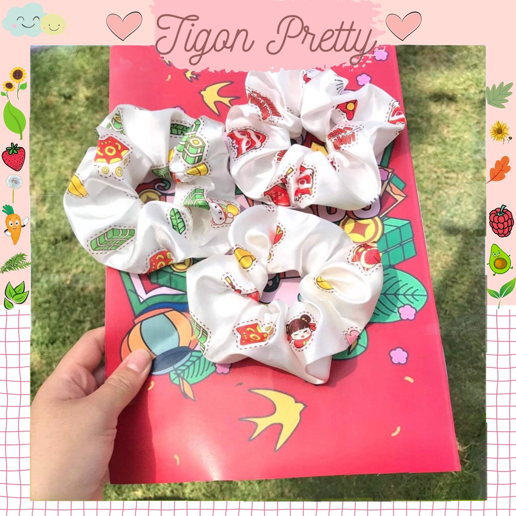 Buộc ,Cột tóc Scrunchies Tết Xuân 2021