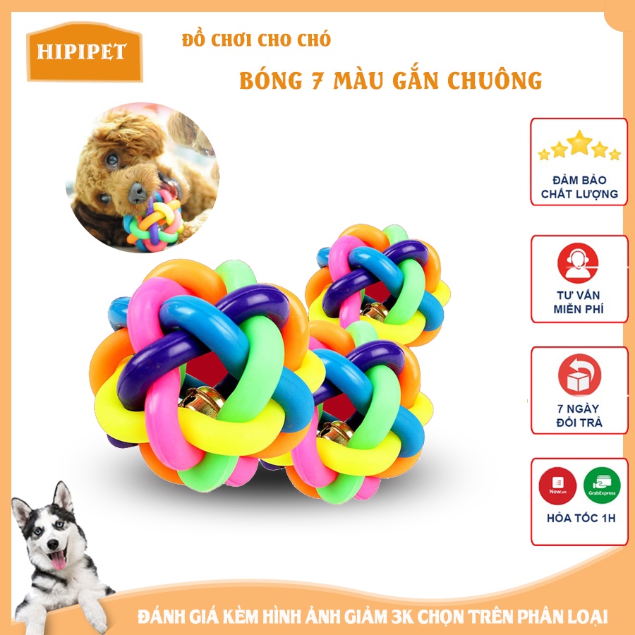 Bóng 7 màu gắn chuông - Đồ chơi dành cho thú cưng - HIPIPETT