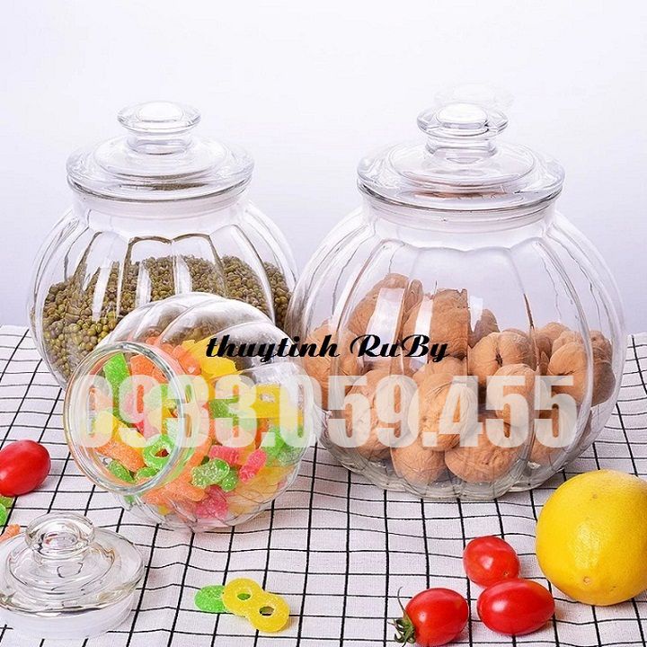 Hũ Thủy Tinh Trái Bí 750ML - Lọ Thủy Tinh Đựng Thực Phẩm