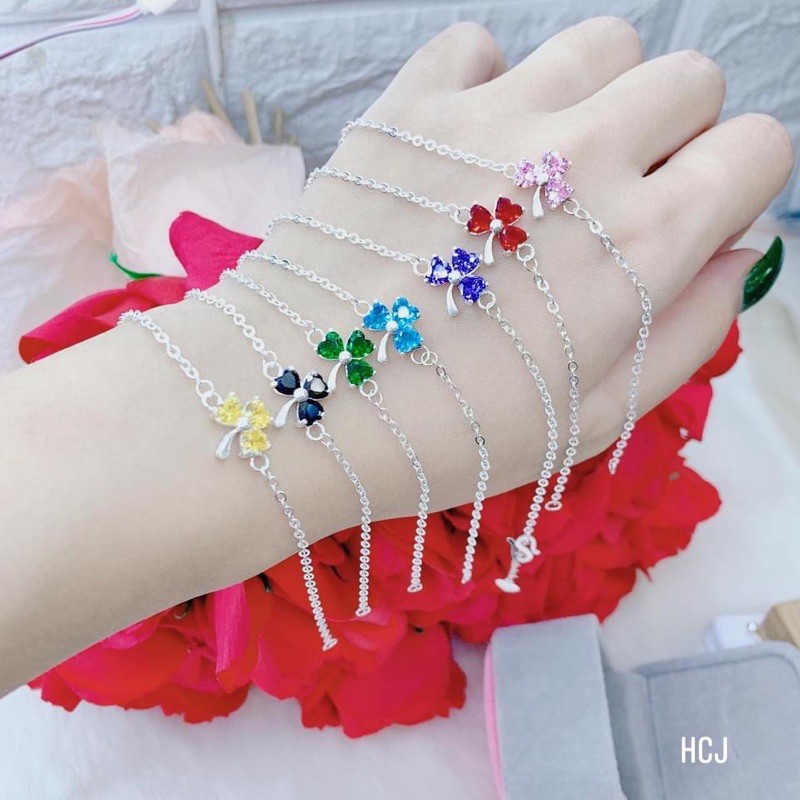 Lắc tay cỏ 3 lá bạc ta 925