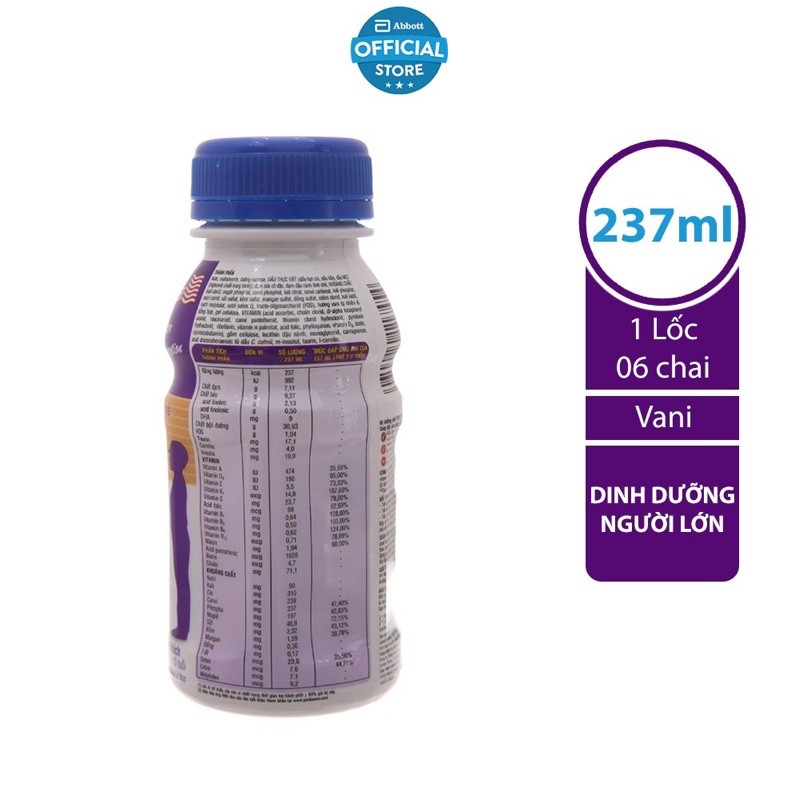 Lốc 6 chai sữa nước Pediasure 237ml hương vani