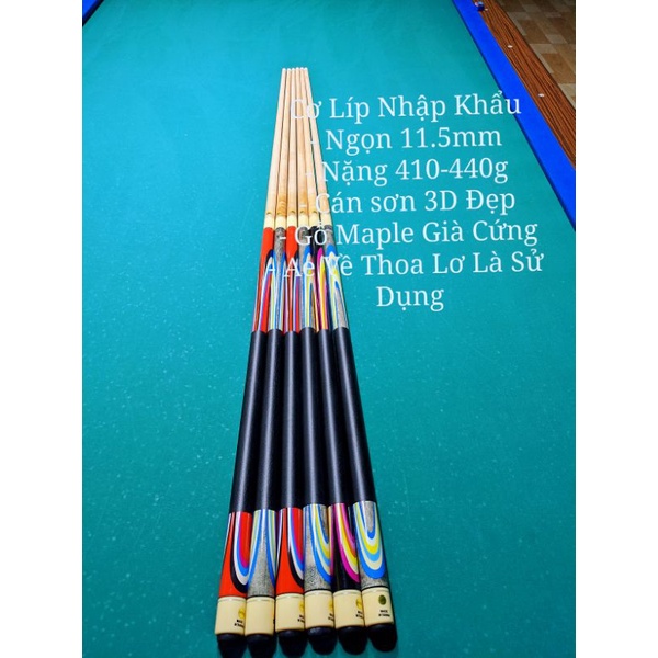 Cơ Bida Libre Đài Loan Ngọn 11.5mm - Kèm Bao Tay Xỏ Ngón Nhập Khẩu, Bao Cơ Mềm Và Dán Đầu Cơ R Bao Bén Đánh Kent Ngon