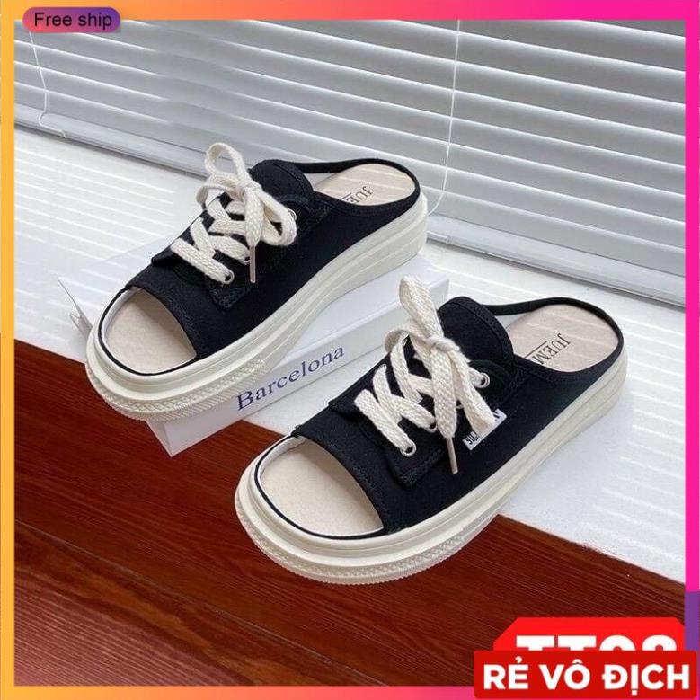 Giày Nữ - Giày Sục Nữ Đạp Gót Buộc Dây Hở Mũi Cao Cấp Thời Trang Phong Cách Hàn Quốc