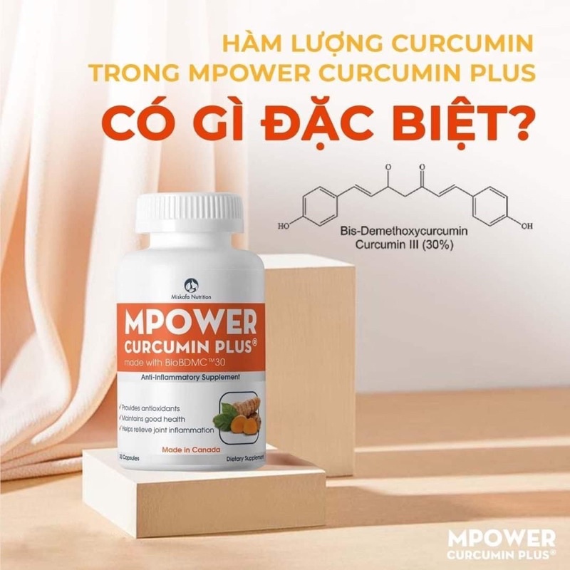 Viên nang MPOWER cucumin  hỗ trợ chống viêm☘️MISKAFA☘️CURCUMIN sảnxuất bởi công nghệ sinh học phân tử
