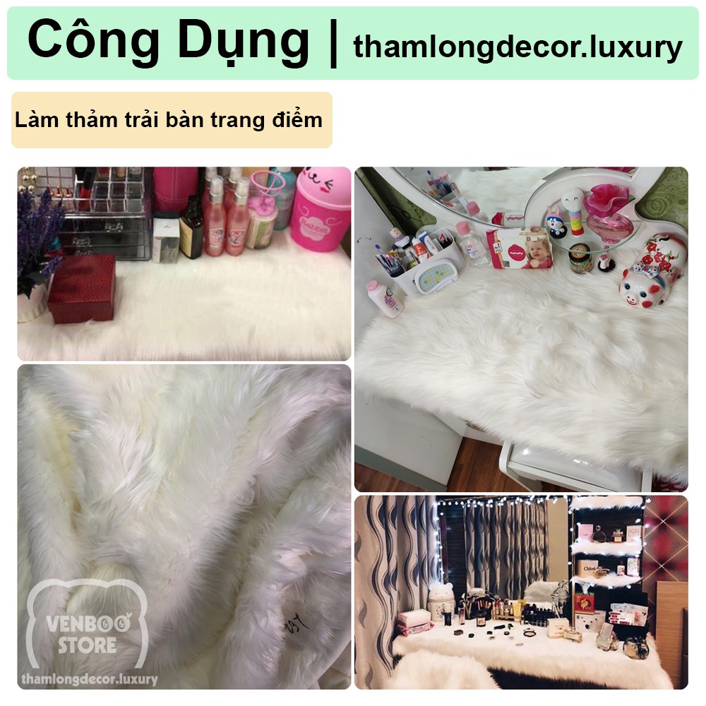 100cm x 160cm Thảm Lông Decor chụp hình Decor phòng ngủ | Trắng Bưởi Luxury