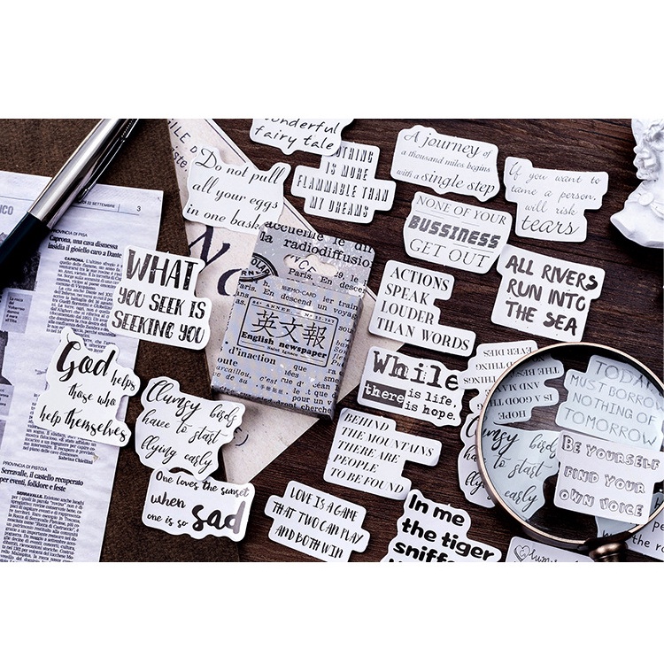 Sticker chủ đề Nhật Báo - Hộp 46 miếng dán trang trí sổ tay Bullet Journal - M061