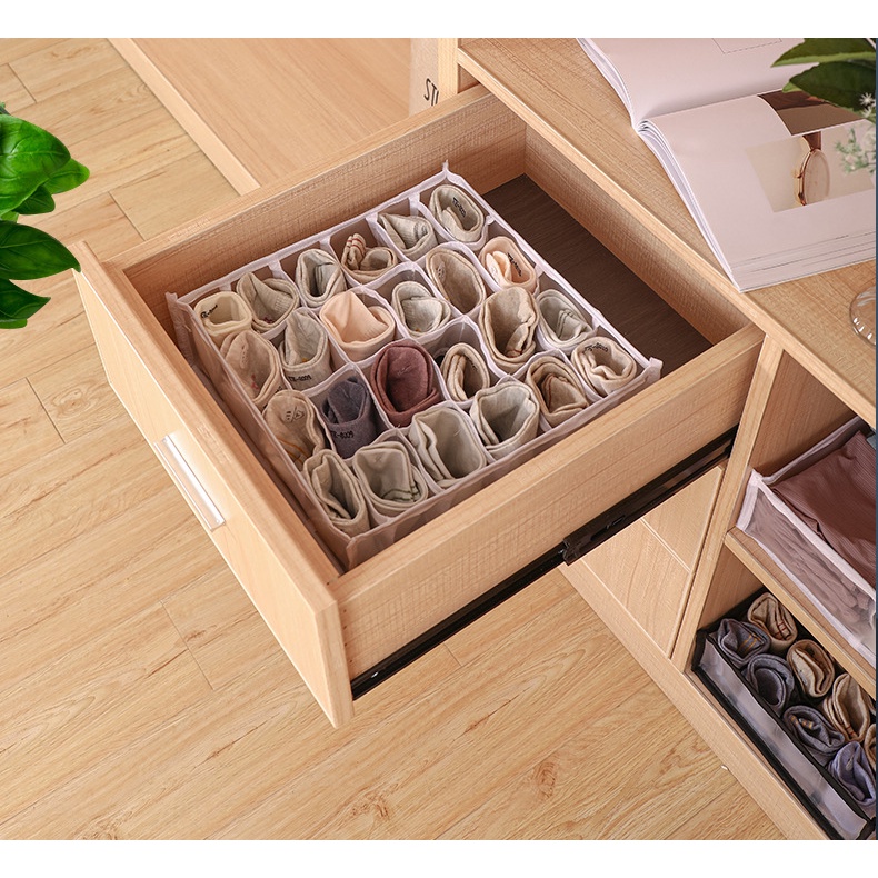 Hộp Vải Không Dệt 8/24 Ngăn Đựng Đồ Lót/Vớ Đa Năng