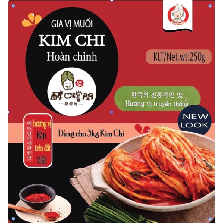 Gia vị muối kim chi chuẩn vị Hoàn chỉnh chuẩn vị Hàn Quốc 250g dùng cho 3 kg nguyên liệu ( cải thảo,dưa chuột, củ cải)