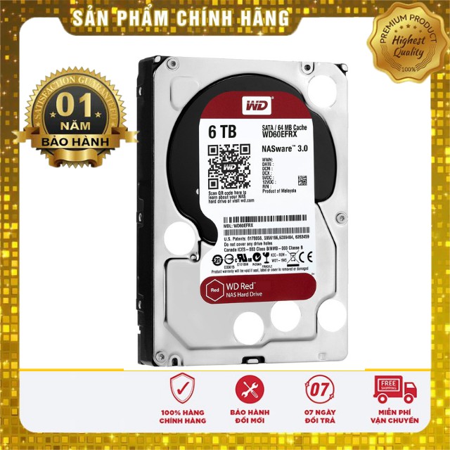 [TEM VĨNH XUÂN - SPC] Ổ Cứng Gắn Trong 6TB RED Của Hãng WD, HDD 6TB RED WD Chuyên Dùng Cho NAS Chính