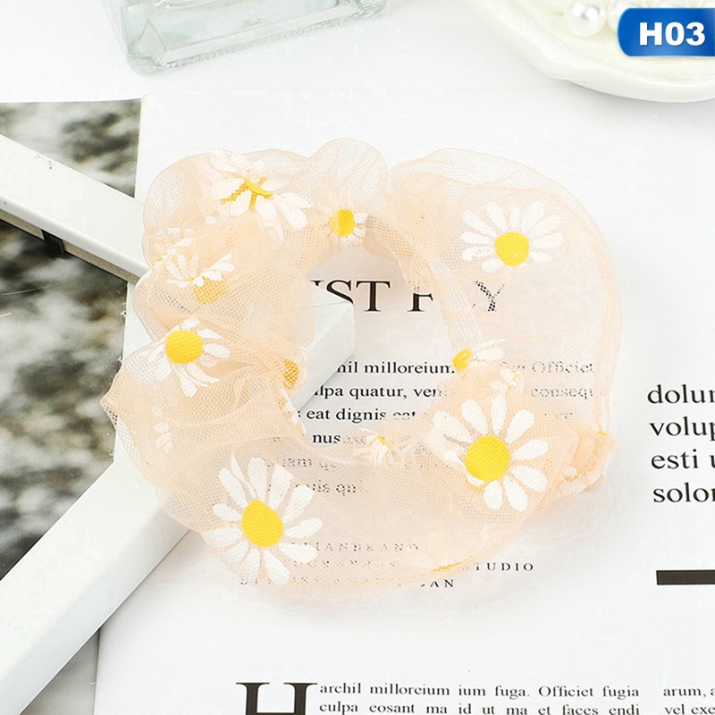 Dây buộc tóc thiết kế in hoa cúc độc đáo xinh xắn cho nữ