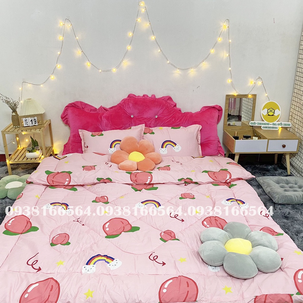 TRỌN BỘ COTTON POLY 5 MÓN CHĂN PHAO DÀY DẶN HÀNG VN ĐÀO HỒNG - ĐỦ KÍCH THƯỚC