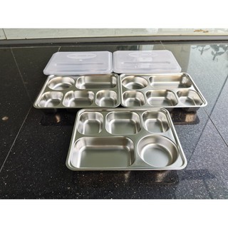 Combo 20 khay cơm inox nắp nhựa