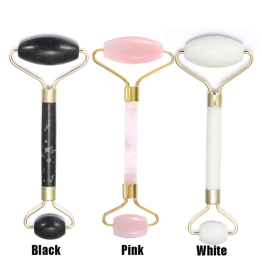 MIHAN1 Portable Jade Roller Massager Health Care Gua Sha Board Slimming Massage Tool Eye Face Neck Care Body Spa Hot Sale Double Head Facial Relax