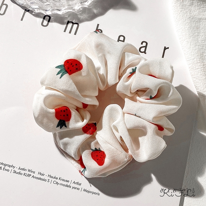 Dây Cột Tóc Họa Tiết Quả Dâu Xinh Xắn Cho Nữ