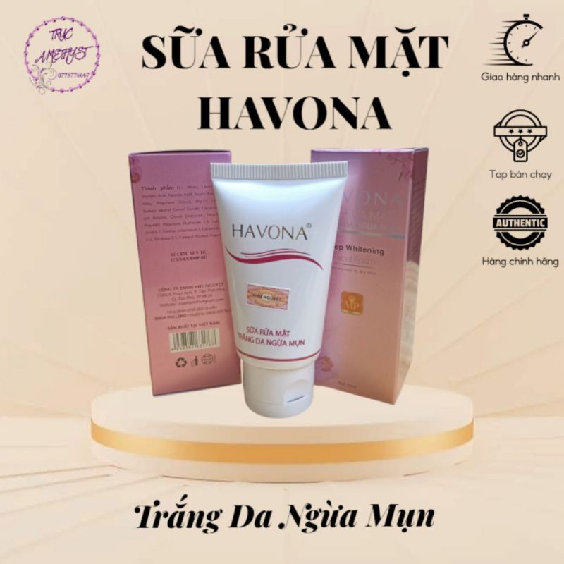 SỮA RỬA MẶT TRẮNG DA NGỪA MỤN HAVONA 50ML