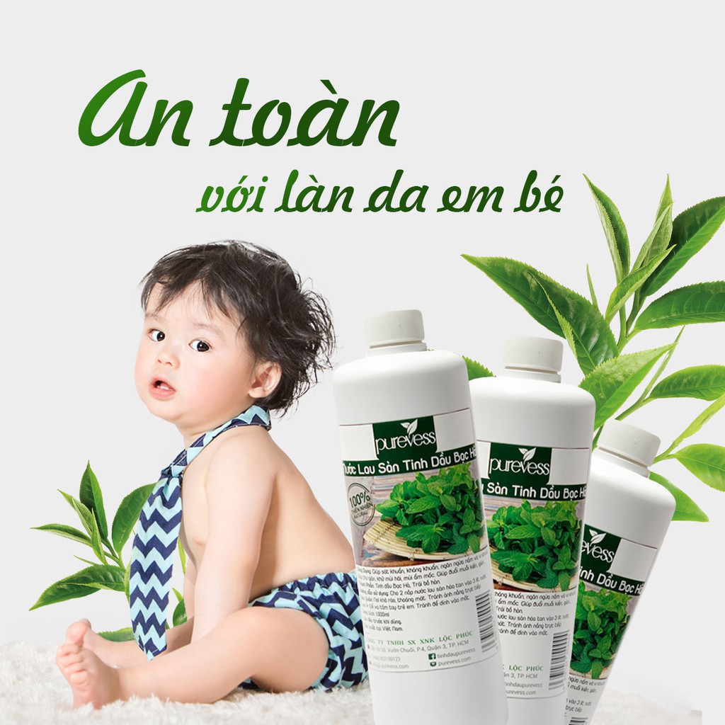 Nước lau sàn hữu cơ Purevess từ tinh dầu thiên nhiên giúp đuổi muỗi và côn trùng 1 lít