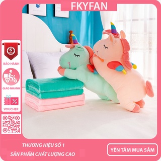 Gối Gấu bông ngựa Pony một sừng có kèm chăn 2in1 nhiều màu,Chăn văn phòng cao cấp nhỏ gọn GB-25