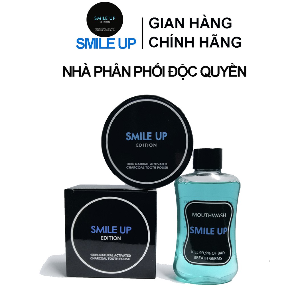 Combo Hủ Bột Trắng Răng Smile Up 80g tặng kèm Nước Súc Miệng Smile Up 80ml