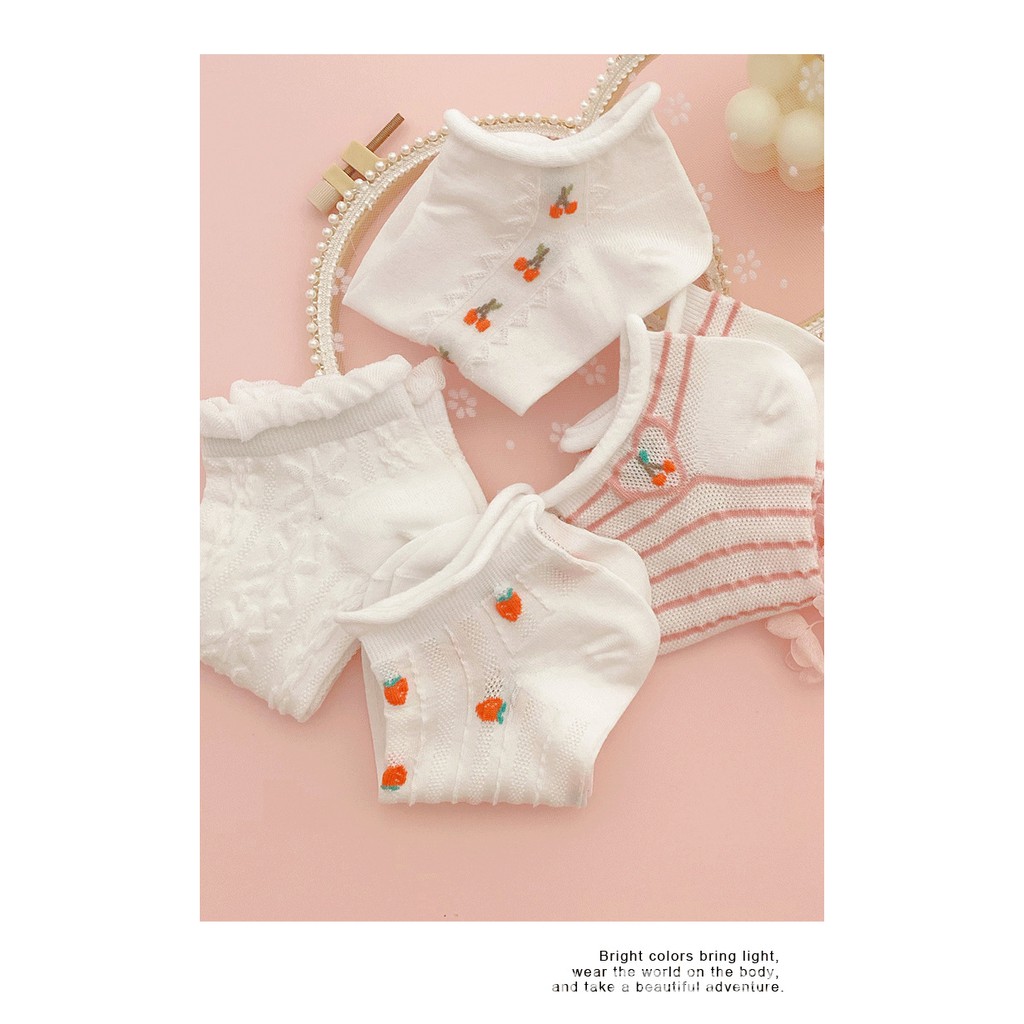 ❤️FREESHIP❤️ Tất - Vớ  Ulzzang Cổ Ngắn gân tăm Phong Cách Vintage Hàn Quốc họa tiết siêu xinh TA21