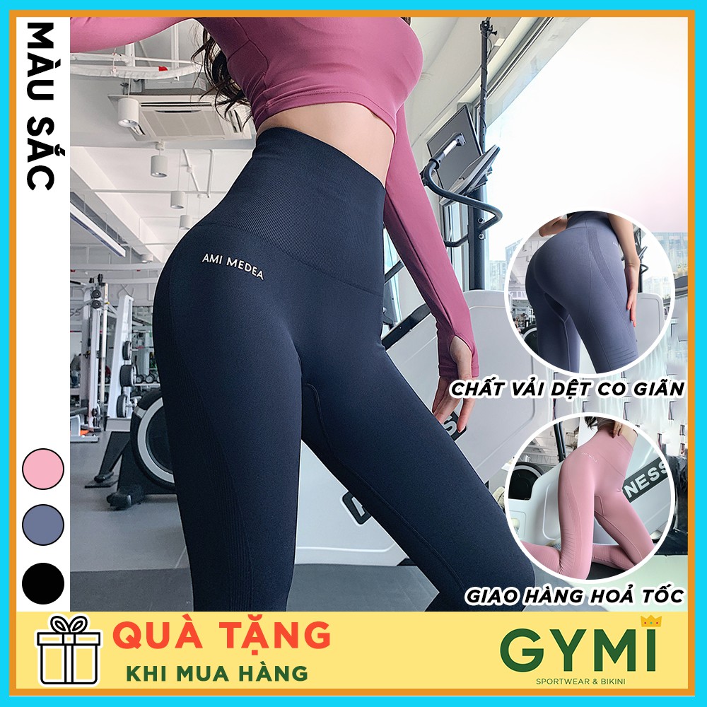 Quần tập gym yoga nữ cạp cao Ami meade GYMI QD19 dáng legging lưng cao 15cm nâng mông co thumbnail