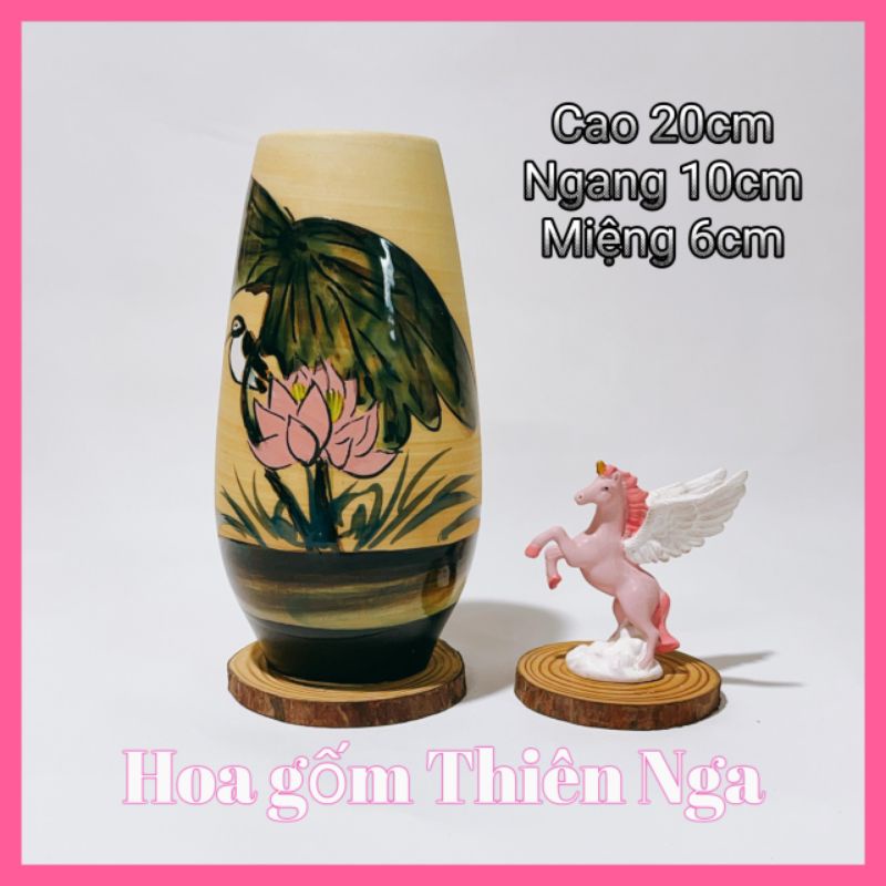 Lọ hoa gốm men khô Bát tràng cao 20cm