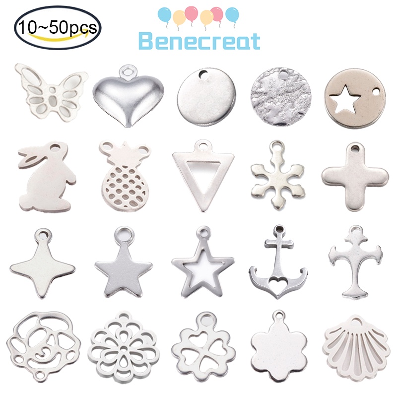 Set 10 / 50 phụ kiện trang trí BENECREAT bằng thép không gỉ 304 nhiều màu sắc đa dạng