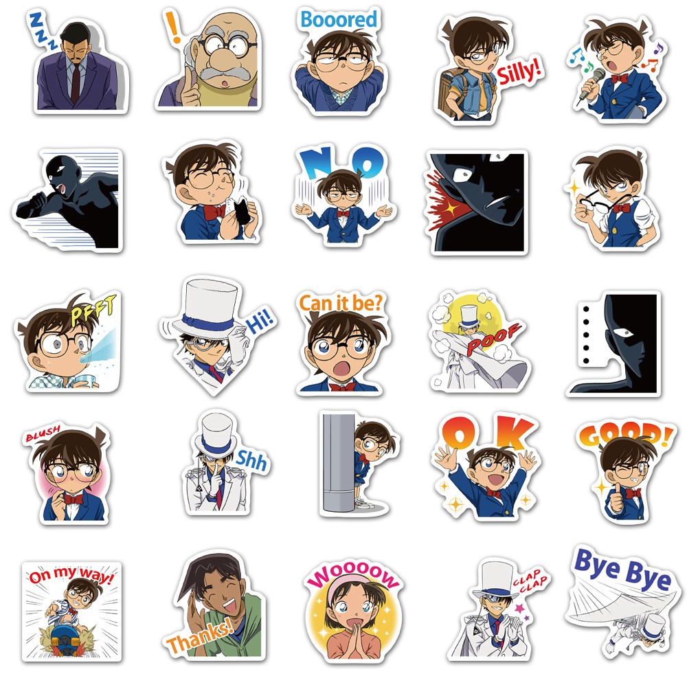 Y&amp;P| Bộ 50 nhãn dán họa tiết hoạt hình Detective Conan