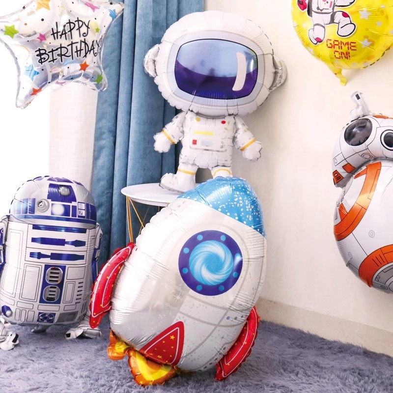 Bộ Bong Bóng Màng Nhôm Hình Ufo/Phi Hành Gia/ Tên Lửa 4D Trang Trí Tiệc Sinh Nhật Cho Bé