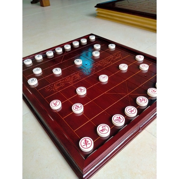 Bàn cờ tướng gỗ sồi đẹp giá rẻ hình rồng kèm quân đủ kích cỡ