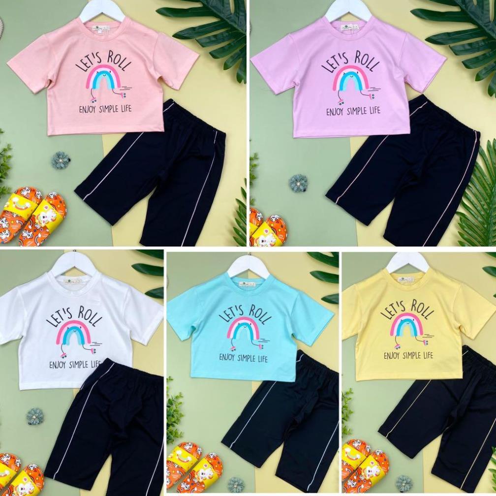 Bộ thun cotton LITIBABY mùa hè BG cầu vồng 9/14