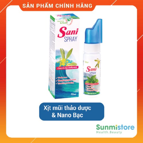 Sani Spray Tat Thanh Xịt mũi thảo dược lọ 70ml (Thông Xoang – Thoáng mũi - Ngừa viêm, sát khuẩn )