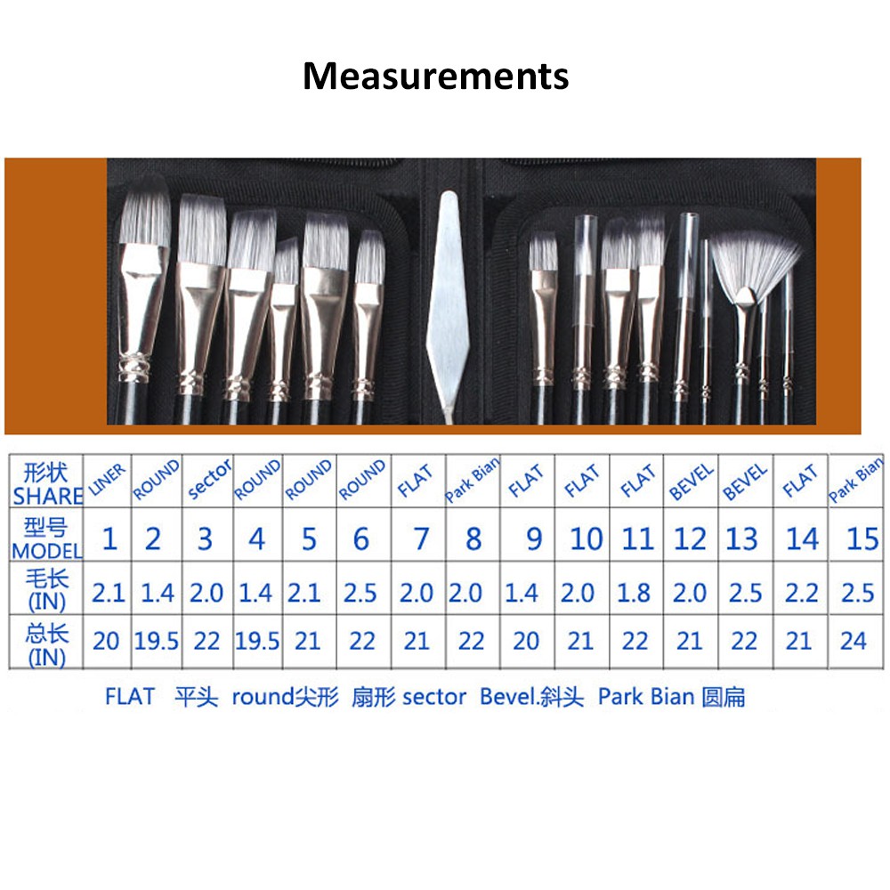 Set Cọ Vẽ Tranh 18 Món SeamiArt Bằng Sợi Nylon Có Túi Đựng Tiện Dụng