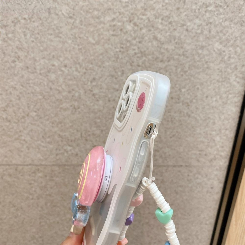 Ốp Điện Thoại Dẻo Họa Tiết Kẹo Mút Sóng Biển Dễ Thương Kèm Giá Đỡ Cho Iphone 13 12 11 Pro Max
