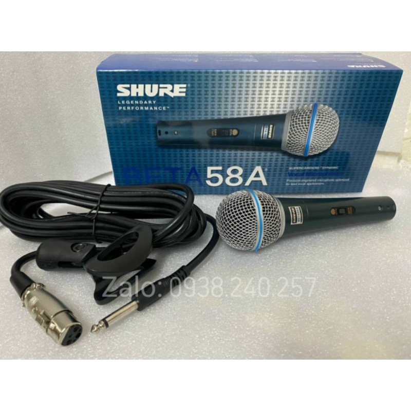 Micro có dây shure BETA 58A kèm dây cho micro, hát nhẹ, hút âm - shure beta58a - shure beta58