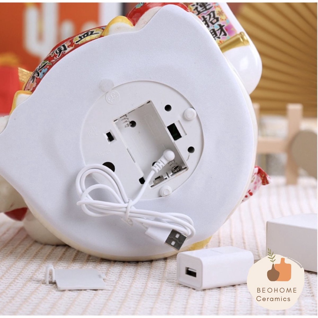Mèo Thần Tài Mèo May Mắn Mèo Tài Lộc vẫy tay Nhật Bản Maneki Nekko băng gốm sứ cao cấp mẫu mới