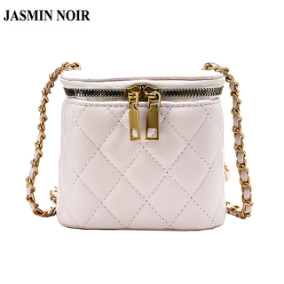 Túi xách mini JASMIN NOIR da PU hình vuông phối chi tiết caro quai xích chất lượng cao thời trang cho nữ