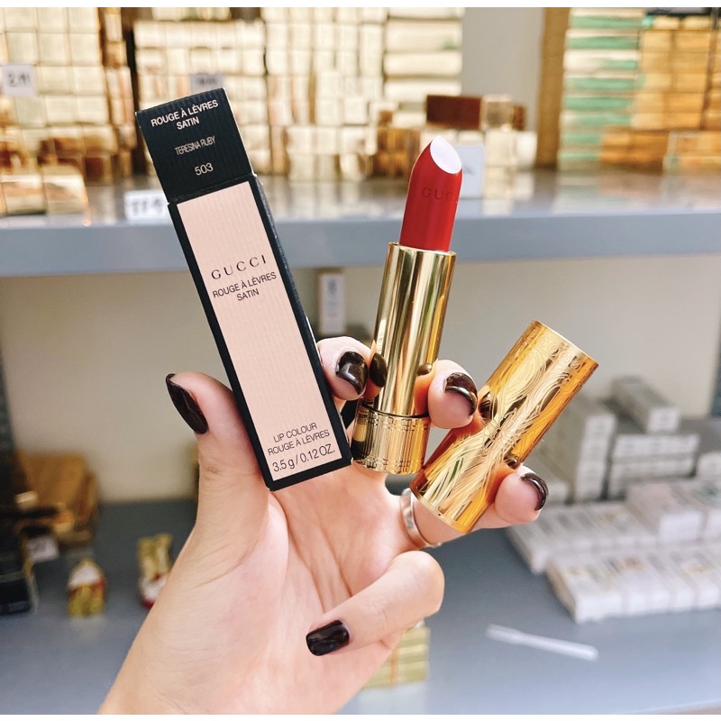 Son G.U.C.C.I 503 - Son GUCCI 503 Teresina Ruby Satin Màu Đỏ Ruby