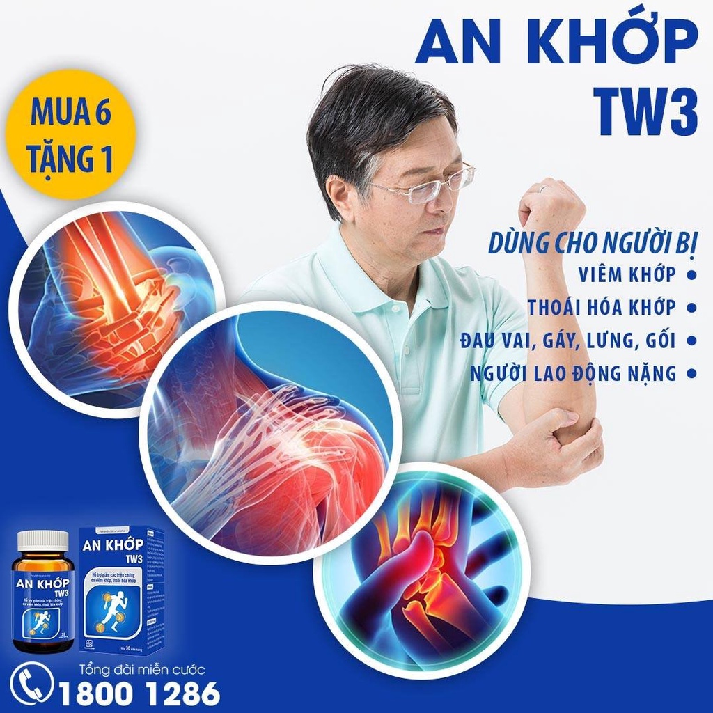 An Khớp TW3 hỗ trợ giảm viêm khớp dạng thấp đau nhức xương khớp thoái hóa khớp Lọ 30 viên