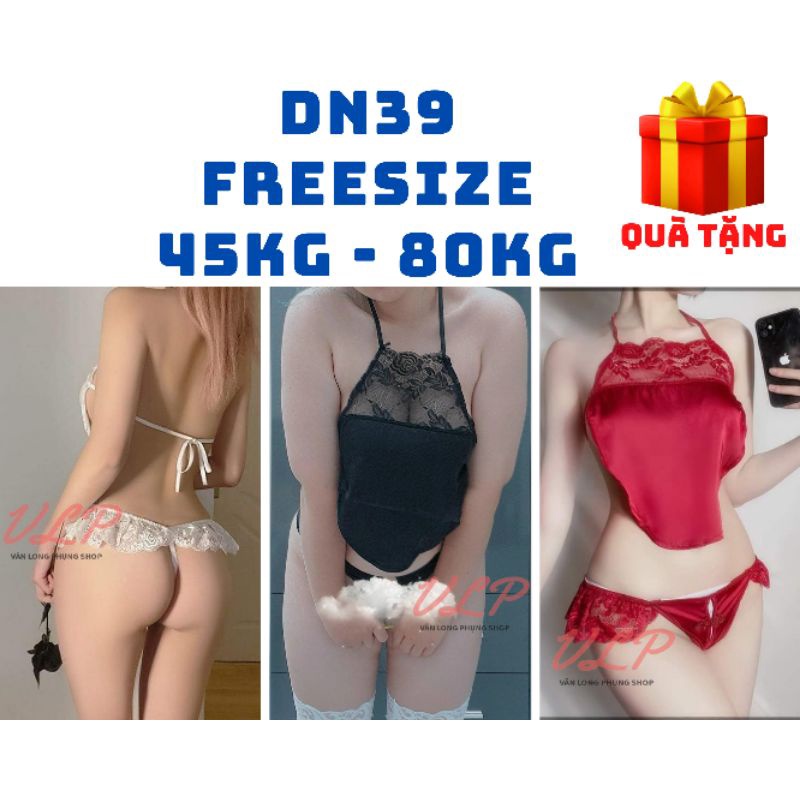[BIGSIZE_80KG]_DN39_Set yếm ngủ sexy kèm chip đũng mở sexy