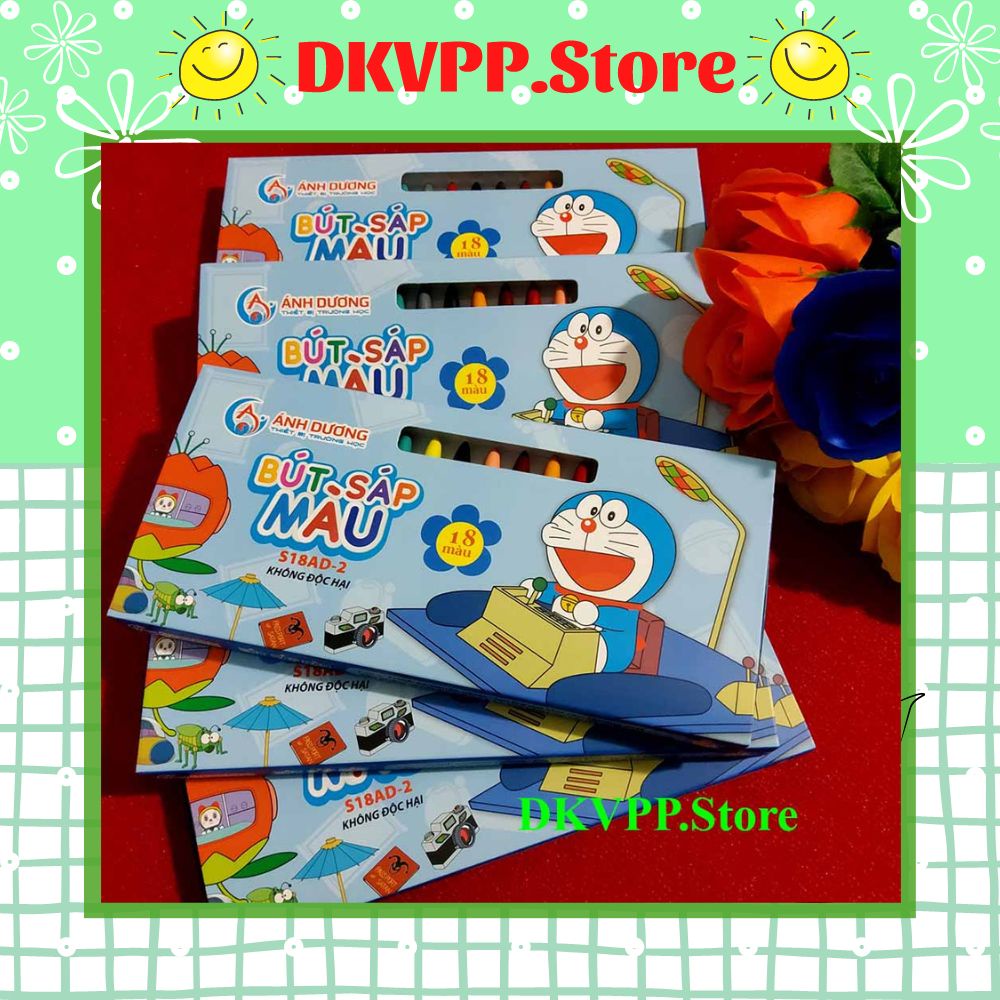 Hộp 18 bút màu sáp thơm Ánh Dương - DKVPP.Store Màu sáp Doreamon tươi sáng có hương thơm, an toàn không độc hại, giá tốt