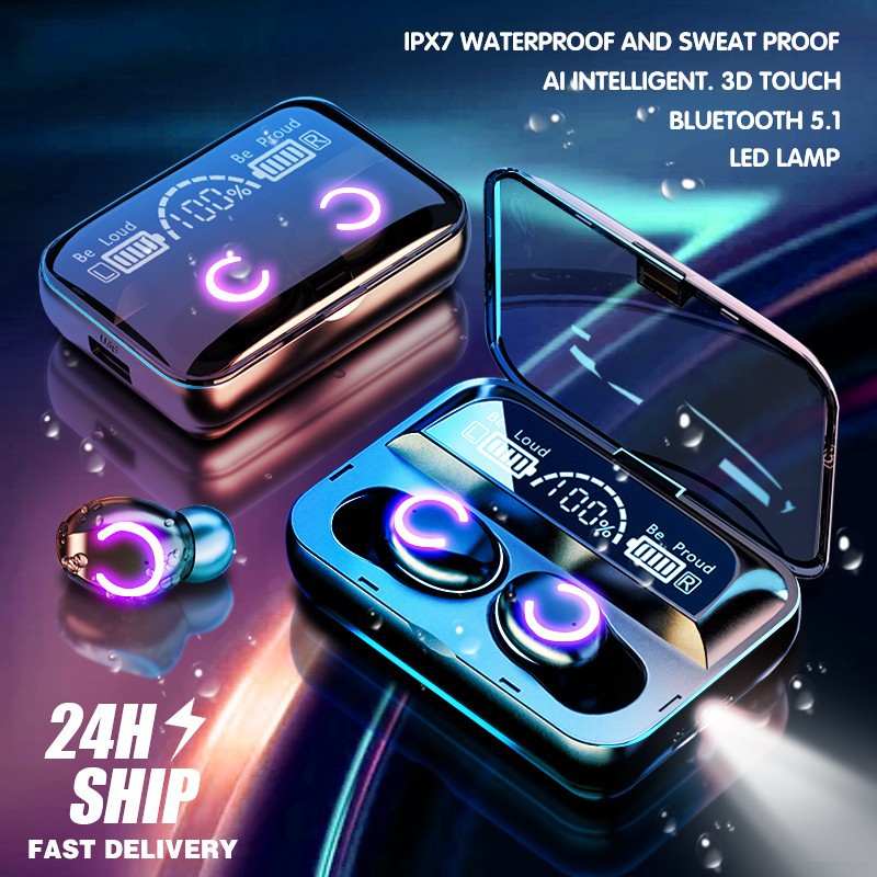 F9 Tai nghe không dây Bluetooth TWS 9D chất lượng âm thanh nổi trung thực Kiểm soát giảm tiếng ồn với micrô